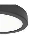 Downlight de superficie LED Ø165mm negro FUEVA 6, 7,5W 1000Lm CCT (2700K-4000K-6500K), IP20
