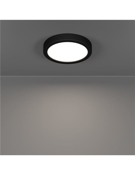 Downlight de superficie LED Ø165mm negro FUEVA 6, 7,5W 1000Lm CCT (2700K-4000K-6500K), IP20