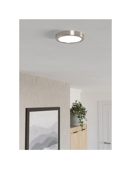 Plafón LED de superficie Ø165mm FUEVA 6 níquel mate, 7,5W 1000Lm CCT (2700K-4000K-6500K) IP20