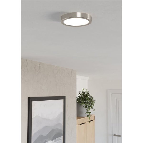 Plafón LED de superficie Ø165mm FUEVA 6 níquel mate, 7,5W 1000Lm CCT (2700K-4000K-6500K) IP20