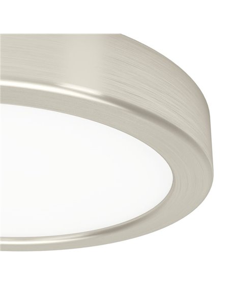 Luminária de teto LED de superfície Ø165mm FUEVA 6 níquel fosco, 7,5W 1000Lm CCT (2700K-4000K-6500K) IP20