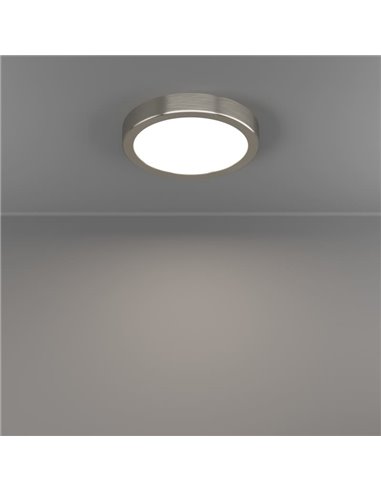Plafón LED de superficie Ø165mm FUEVA 6 níquel mate, 7,5W 1000Lm CCT (2700K-4000K-6500K) IP20