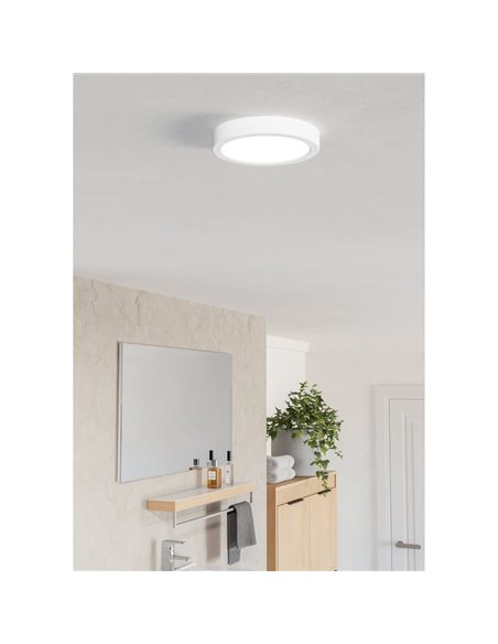 Luminária embutida de superfície FUEVA 6 LED para banheiros, Ø165mm, branca, 7,5W, 1000Lm CCT (2700K-4000K-6500K), IP44