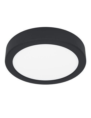 Plafonnier LED noir pour salle de bain, Ø 165 mm, FUEVA 6, 7,5 W CCT (2 700 K-4 000 K-6 500 K), IP44