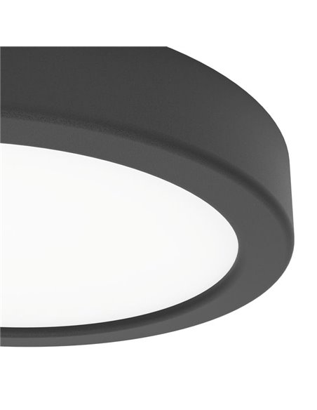 Plafón negro de superficie LED para baño Ø165mm FUEVA 6, 7,5W CCT (2700K-4000K-6500K), IP44