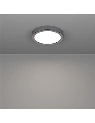 Plafón LED de superficie IP44 Ø165mm FUEVA 6 cromo, 7,5W 1000Lm CCT (2700K-4000K-6500K) para baño