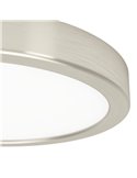 Plafón LED níquel satinado Ø210mm FUEVA 6, 11,5W 1550Lm CCT (2700K-4000K-6500K), IP20
