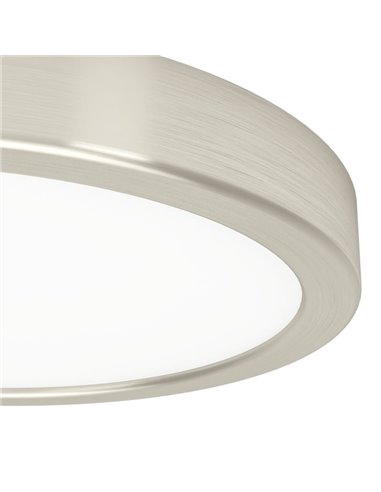 Luminária de teto LED níquel acetinado Ø210mm FUEVA 6, 11,5W 1550Lm CCT (2700K-4000K-6500K), IP20