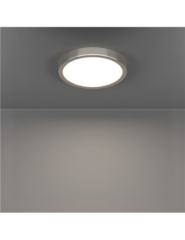 Plafón LED níquel satinado Ø210mm FUEVA 6, 11,5W 1550Lm CCT (2700K-4000K-6500K), IP20