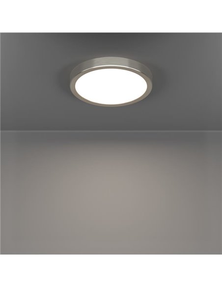 Luminária de teto LED níquel acetinado Ø210mm FUEVA 6, 11,5W 1550Lm CCT (2700K-4000K-6500K), IP20