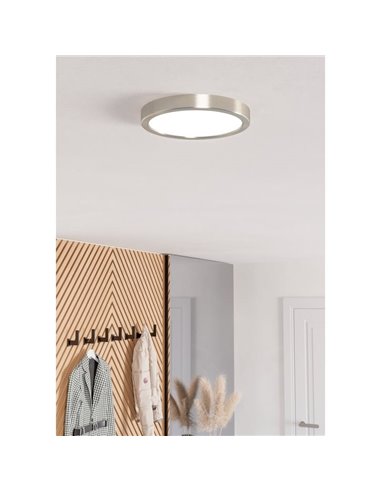 Plafonnier LED nickel satiné Ø210mm FUEVA 6, 11,5W 1550Lm CCT (2700K-4000K-6500K), IP20