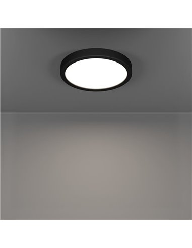 Downlight para zonas húmedas Ø210mm FUEVA 6 negro, 11,5W CCT (2700K-4000K-6500K), IP44