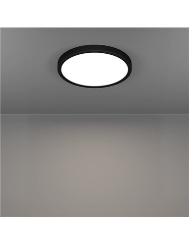 Downlight preto de superfície LED Ø280mm FUEVA 6, 14,2W 1800Lm CCT (2700K-4000K-6500K), IP20