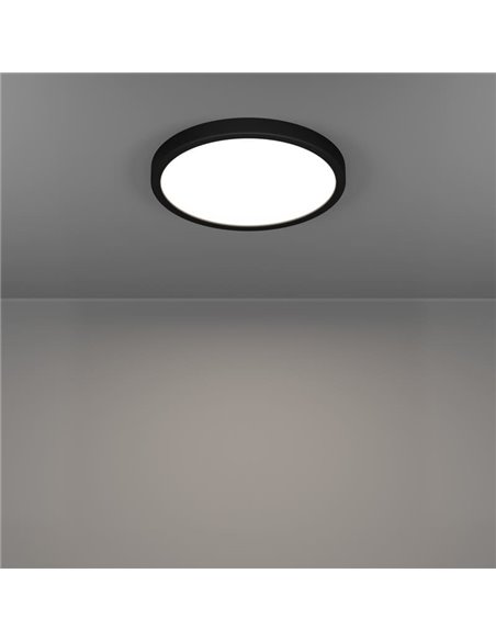 Downlight negro de superficie LED Ø280mm FUEVA 6, 14,2W 1800Lm CCT (2700K-4000K-6500K), IP20