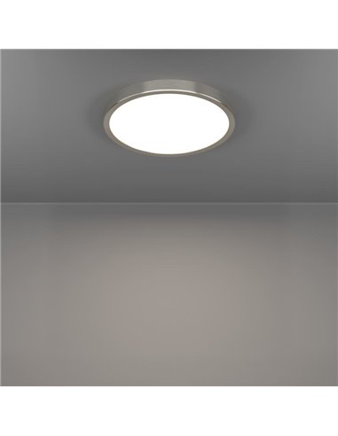 Plafón de techo LED Ø280mm FUEVA 6 níquel, 14,2W 1800Lm CCT (2700K-4000K-6500K), IP20
