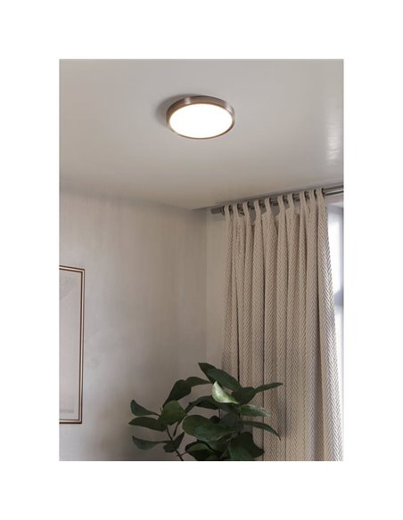 Plafón de techo LED Ø280mm FUEVA 6 níquel, 14,2W 1800Lm CCT (2700K-4000K-6500K), IP20