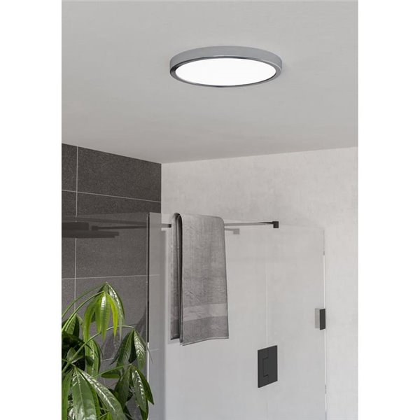 Luz de techo cromada IP44 Ø280mm FUEVA 6, 14,2W 1800Lm CCT (2700K-4000K-6500K)