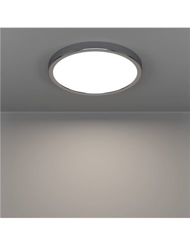 Luz de techo cromada IP44 Ø280mm FUEVA 6, 14,2W 1800Lm CCT (2700K-4000K-6500K)