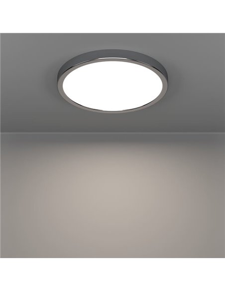 Luz de techo cromada IP44 Ø280mm FUEVA 6, 14,2W 1800Lm CCT (2700K-4000K-6500K)