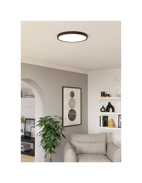 Downlight LED superficie Ø390mm negro FUEVA 6, 17W 2900Lm CCT (2700K-4000K-6500K), IP20