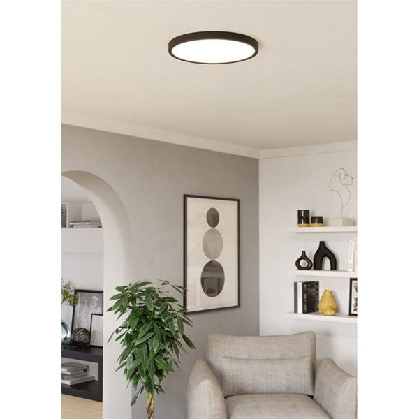 Downlight LED superficie Ø390mm negro FUEVA 6, 17W 2900Lm CCT (2700K-4000K-6500K), IP20