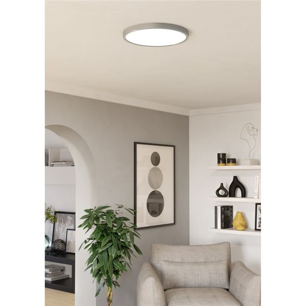 Plafonnier LED apparent Ø390mm nickel FUEVA 6, 17W 2900Lm CCT (2700K-4000K-6500K), IP20