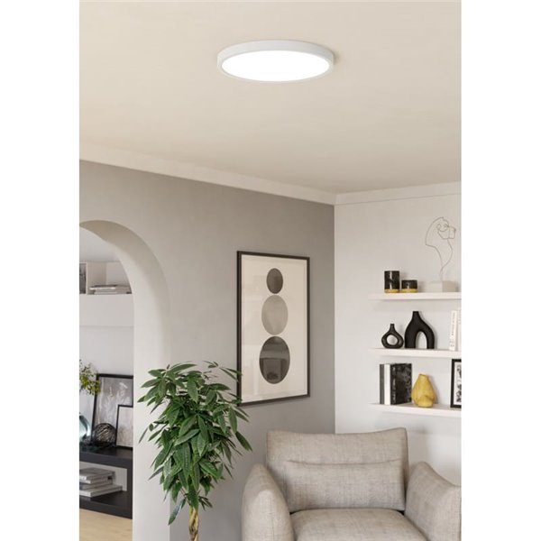 Luminária de teto LED inteligente FUEVA 6-Z CONNECT-Z, branca, Ø390 mm, RGB+CCT (2700-6500K)