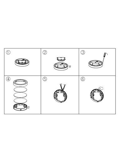 Plafonnier LED apparent Ø390mm nickel FUEVA 6, 17W 2900Lm CCT (2700K-4000K-6500K), IP20