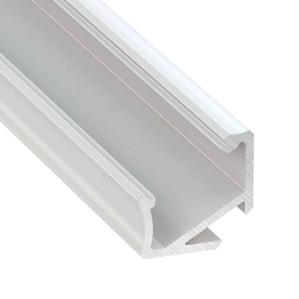 Perfil Angular Assimétrico 30º/60º para Fitas de LED em Acabamento Lacado Branco - Tipo H - 2,02 Metros