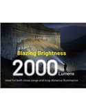 Linterna de mano P40 doble haz 2000 lúmenes, alcance ultra largo 2900m IP68 sumergible 2 metros