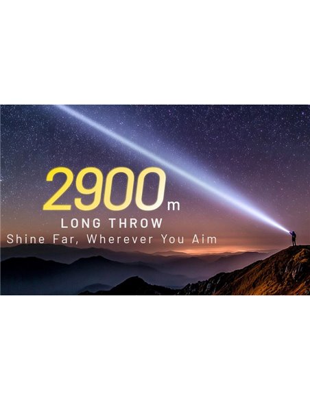 Linterna de mano P40 doble haz 2000 lúmenes, alcance ultra largo 2900m IP68 sumergible 2 metros