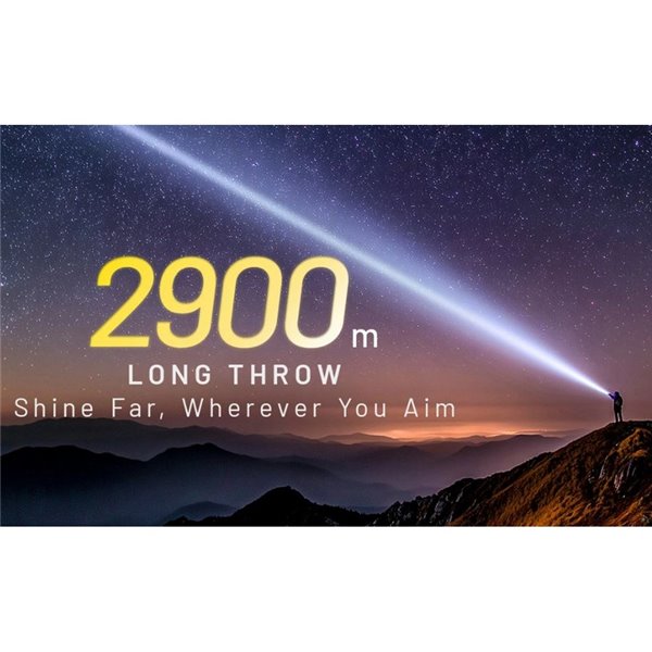 Linterna de mano P40 doble haz 2000 lúmenes, alcance ultra largo 2900m IP68 sumergible 2 metros