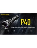 Linterna de mano P40 doble haz 2000 lúmenes, alcance ultra largo 2900m IP68 sumergible 2 metros