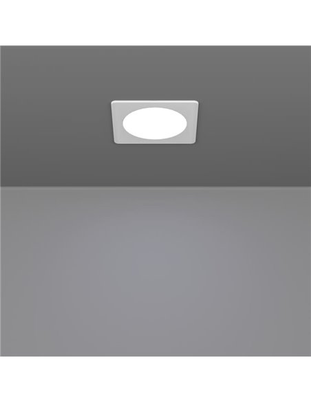 Downlight LED quadrado embutido 117x117mm branco FUEVA 6, CCT (2700K-4000K-6500K), 6,3W, 720Lm