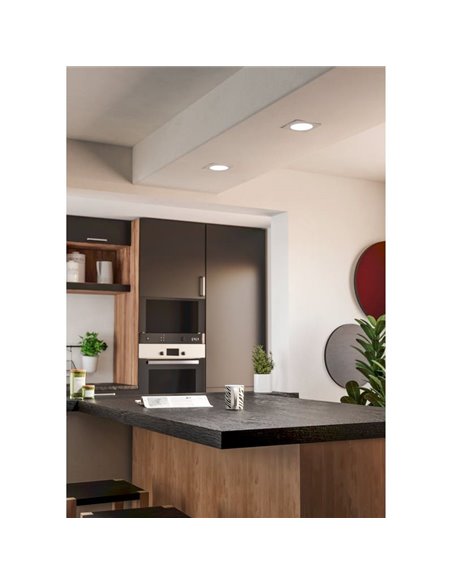 Downlight LED cuadrado empotrable 117X117mm blanco FUEVA 6, CCT (2700K-4000K-6500K), 6,3W, 720Lm