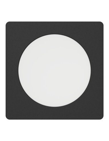 Downlight empotrable LED cuadrado 117×117mm FUEVA 6, negro, CCT (2700K-4000K-6500K), 6,3W, 720Lm