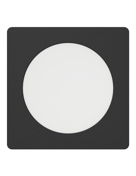 Downlight LED quadrado de embutir 117x117mm FUEVA 6, preto, CCT (2700K-4000K-6500K), 6,3W, 720Lm