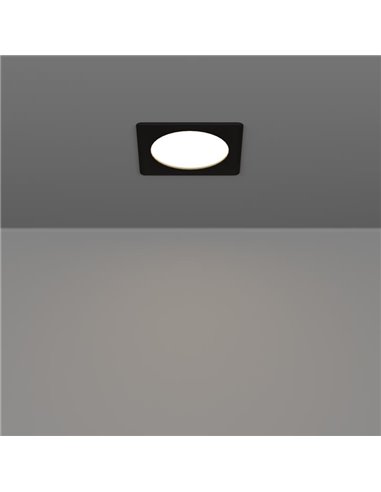 Downlight empotrable LED cuadrado 117×117mm FUEVA 6, negro, CCT (2700K-4000K-6500K), 6,3W, 720Lm