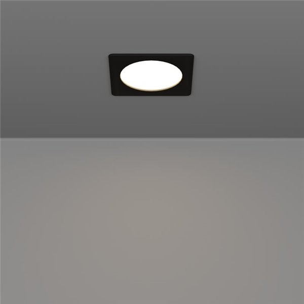 Downlight empotrable LED cuadrado 117×117mm FUEVA 6, negro, CCT (2700K-4000K-6500K), 6,3W, 720Lm