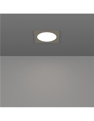 Luminária de embutir LED quadrada FUEVA 6, níquel, 117x117mm, CCT (2700K-4000K-6500K), 6,3W, 720Lm