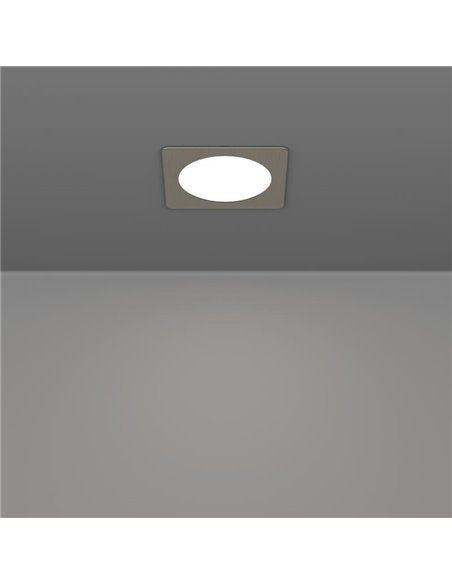 Luminaria empotrable LED cuadrada FUEVA 6 níquel 117×117mm CCT (2700K-4000K-6500K), 6,3W, 720Lm