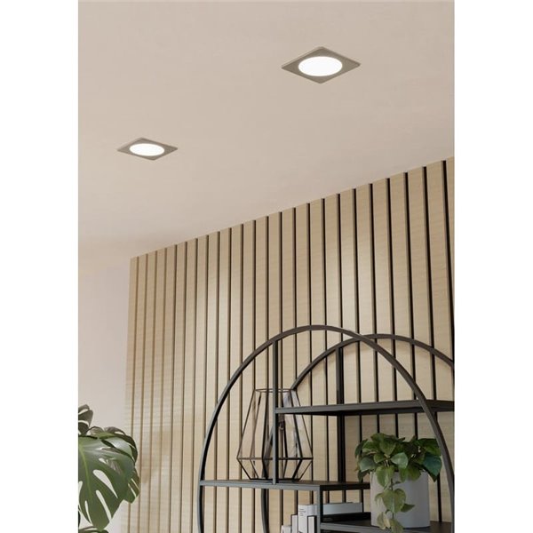 Luminaria empotrable LED cuadrada FUEVA 6 níquel 117×117mm CCT (2700K-4000K-6500K), 6,3W, 720Lm