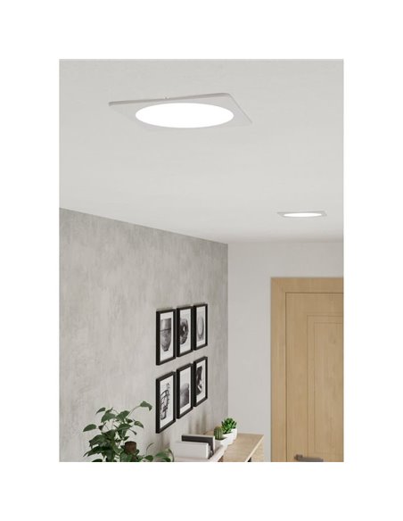 Downlight LED empotrable cuadrado 166×166mm blanco FUEVA 6, CCT (2700K-4000K-6500K), 10,5W 1200Lm, IP20