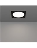 Downlight empotrable LED cuadrado 166×166mm negro FUEVA 6, CCT (2700K-4000K-6500K), 10,5W 1200Lm, IP20