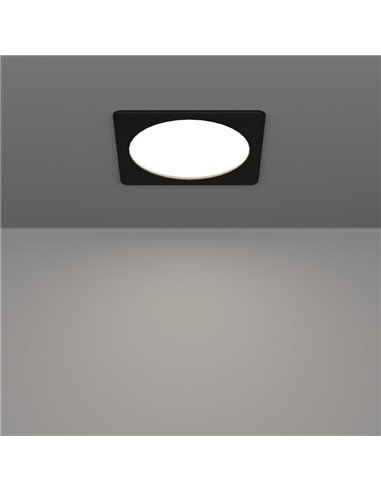 Downlight empotrable LED cuadrado 166×166mm negro FUEVA 6, CCT (2700K-4000K-6500K), 10,5W 1200Lm, IP20