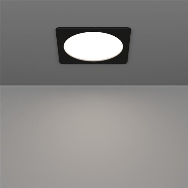 Downlight empotrable LED cuadrado 166×166mm negro FUEVA 6, CCT (2700K-4000K-6500K), 10,5W 1200Lm, IP20
