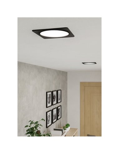 Downlight empotrable LED cuadrado 166×166mm negro FUEVA 6, CCT (2700K-4000K-6500K), 10,5W 1200Lm, IP20