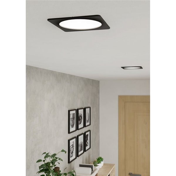 Downlight LED quadrado embutido 166×166mm preto FUEVA 6, CCT (2700K-4000K-6500K), 10,5W 1200Lm, IP20