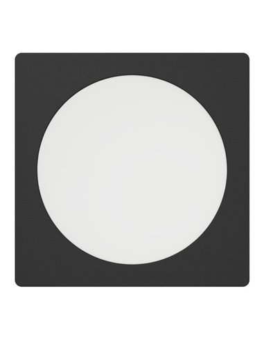 Downlight empotrable LED cuadrado 166×166mm negro FUEVA 6, CCT (2700K-4000K-6500K), 10,5W 1200Lm, IP20