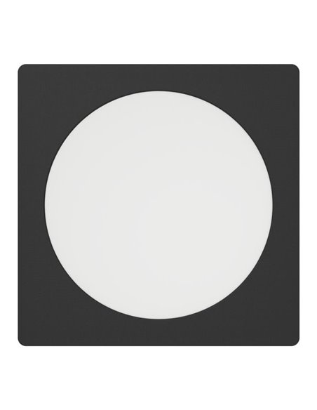 Downlight LED quadrado embutido 166×166mm preto FUEVA 6, CCT (2700K-4000K-6500K), 10,5W 1200Lm, IP20